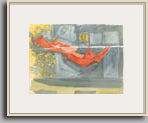 Lois Dodd   "Red Laundry #4"   1980   11" x 15"